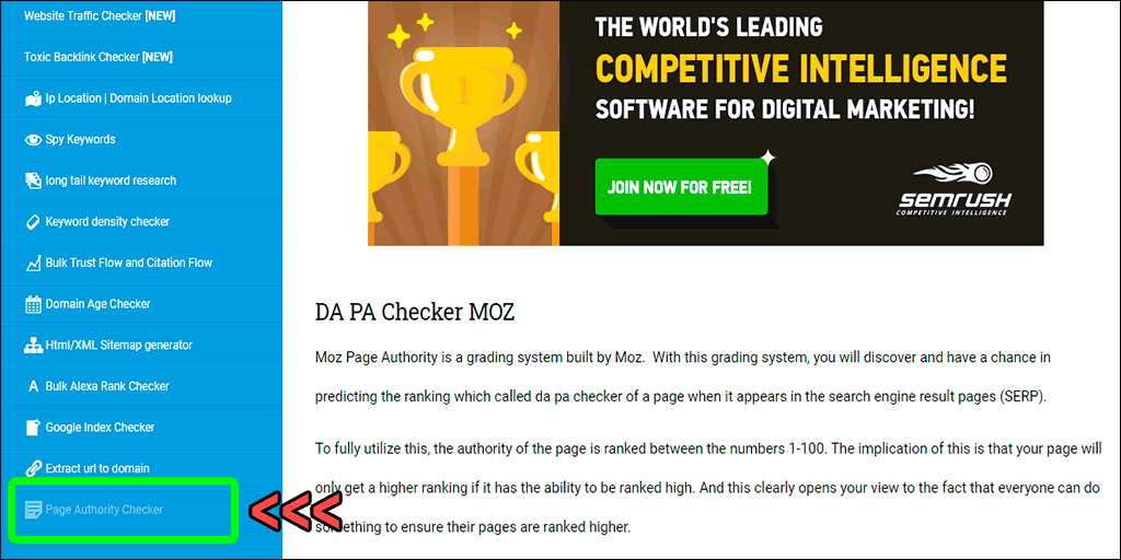 Page Authority Checker