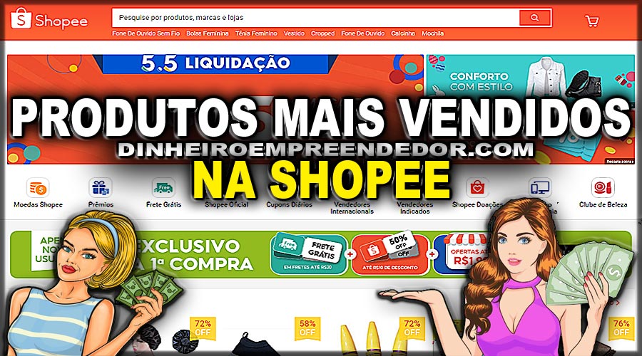 Quais as 9 categorias e produtos mais vendidos na Shopee?